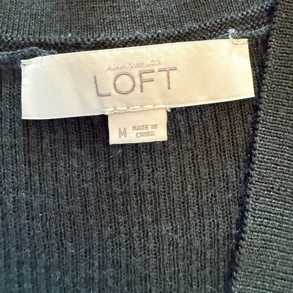LOFT V-Neck Preppy Academia Cardigan Sweater M Deep Forest Green Wool Blend - Picture 7 of 8